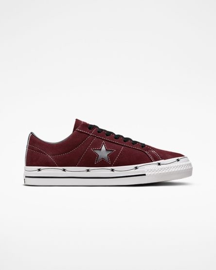 Tenis Skate Converse CONS One Star Pro Razor Wire Masculino Bordeaux Escuro Pretas Branco | PT W07T1P9